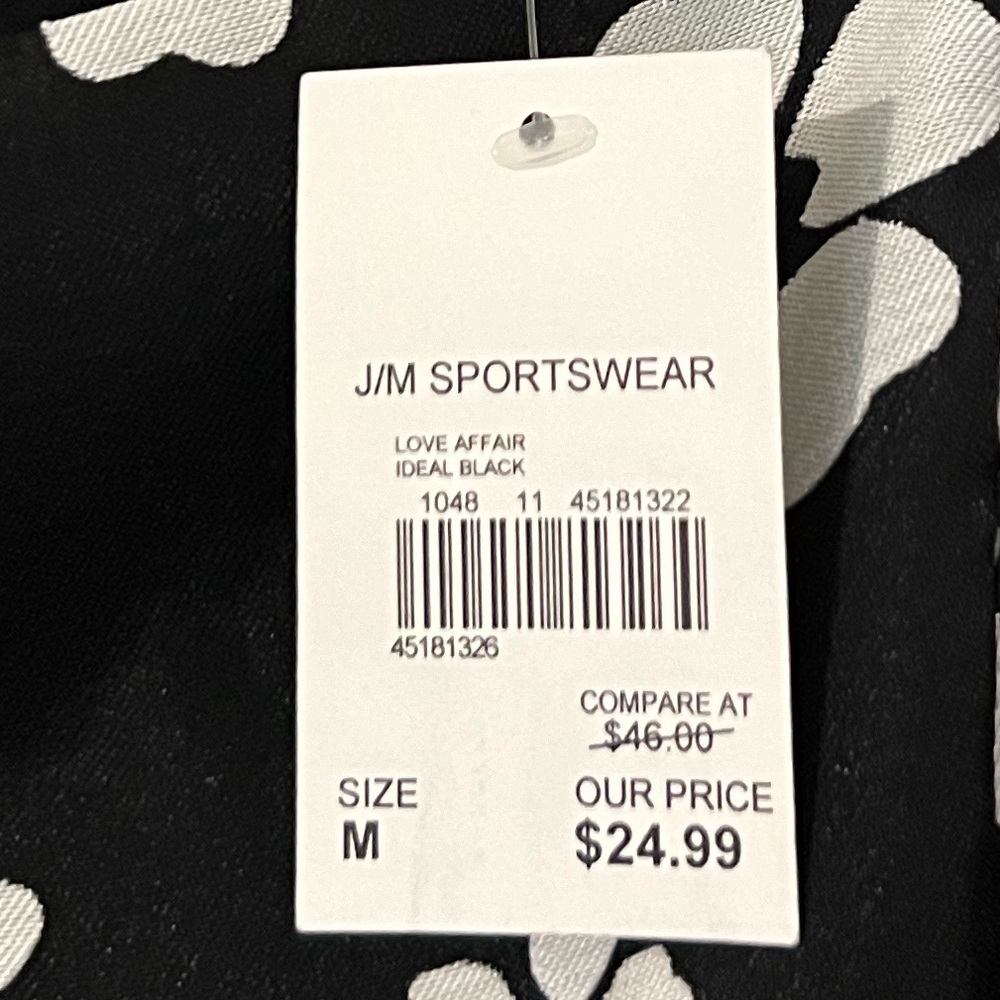 NWT- Cato Black and White Floral Blouse Sheer Sleeves Size Medium. - Picture 8 of 8